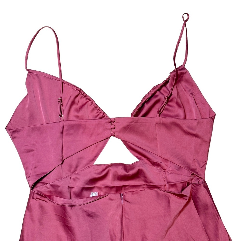 Petal + Pup Pink Poppy Cutout Midi Satin Dress US XL - Picture 7 of 9